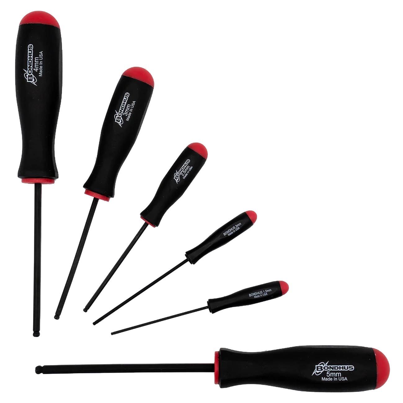 Bondhus Balldriver Metric HEX Ball End Screwdrivers 1.5mm to 5MM (6 Piece)