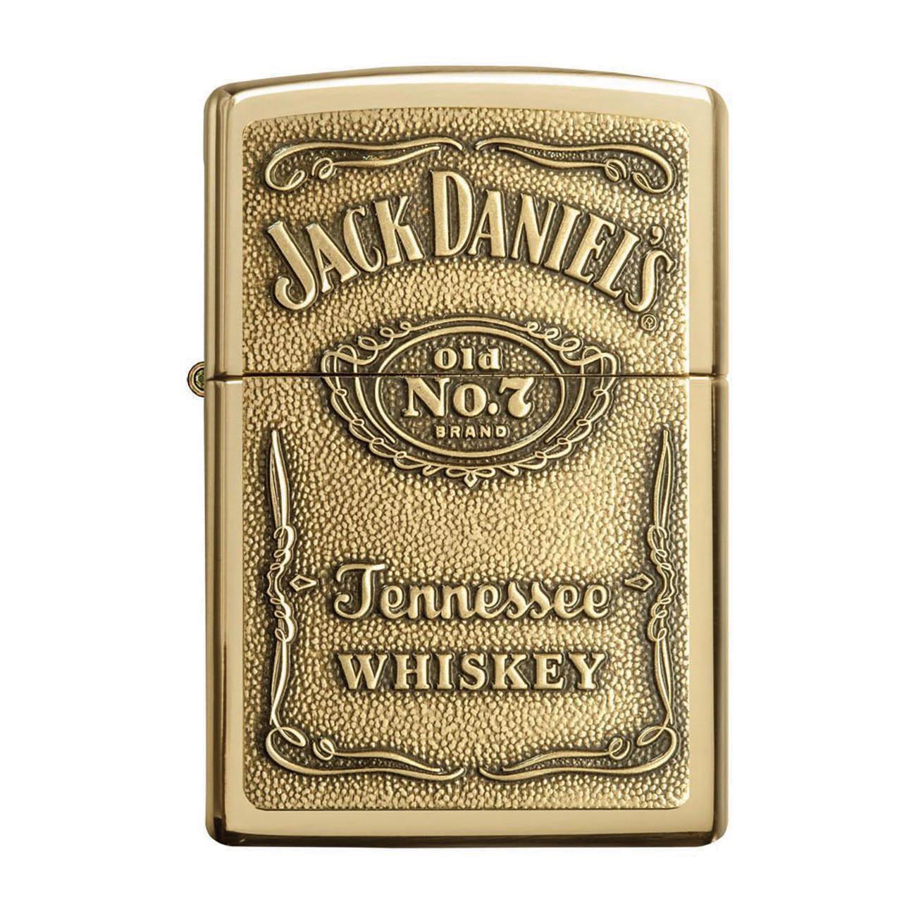 Zippo Windproof Lighter Jack Daniel's® Label-Brass Emblem High Polish Brass
