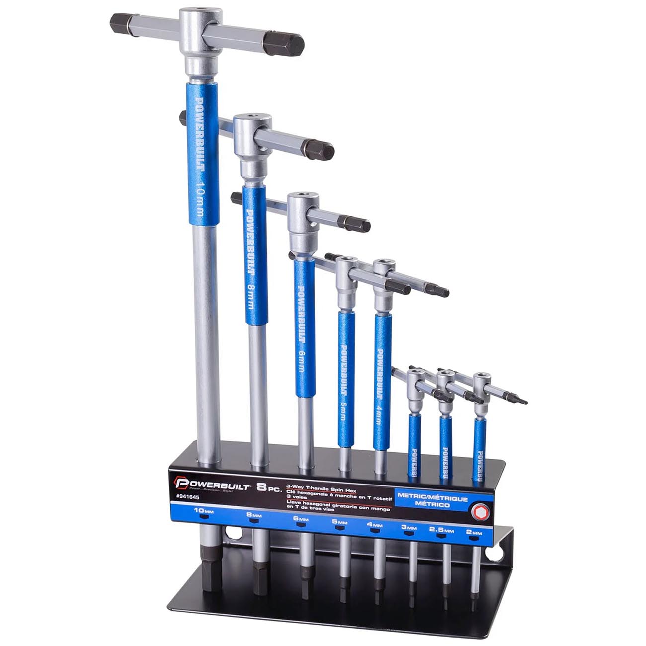 Powerbuilt Metric T-Handle Hex Key Wrench Set with Storage Rack (8 Piece Set)