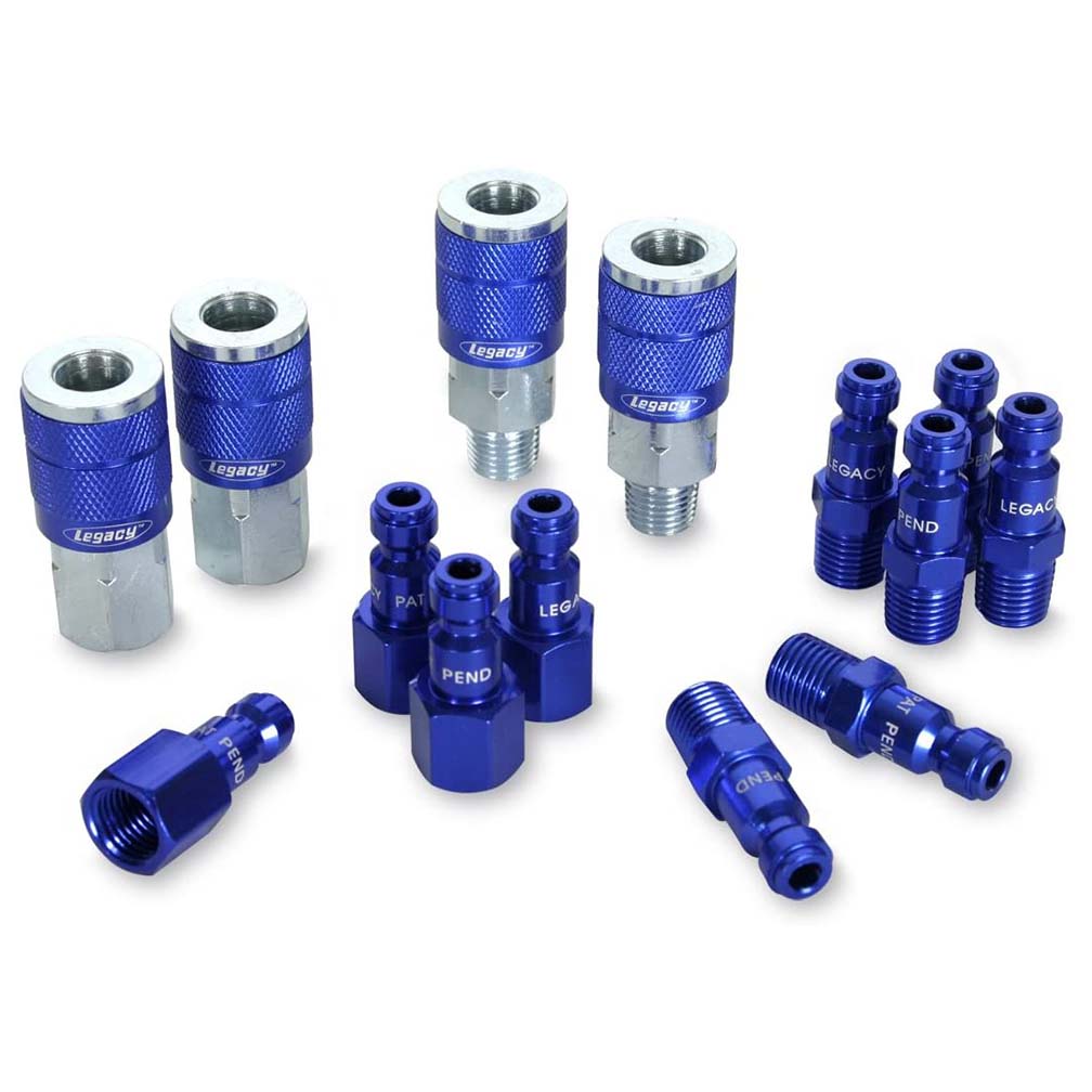 ColorConnex Coupler Plug Kit Type C 1/4in NPT 1/4in Body Blue 14 Pc