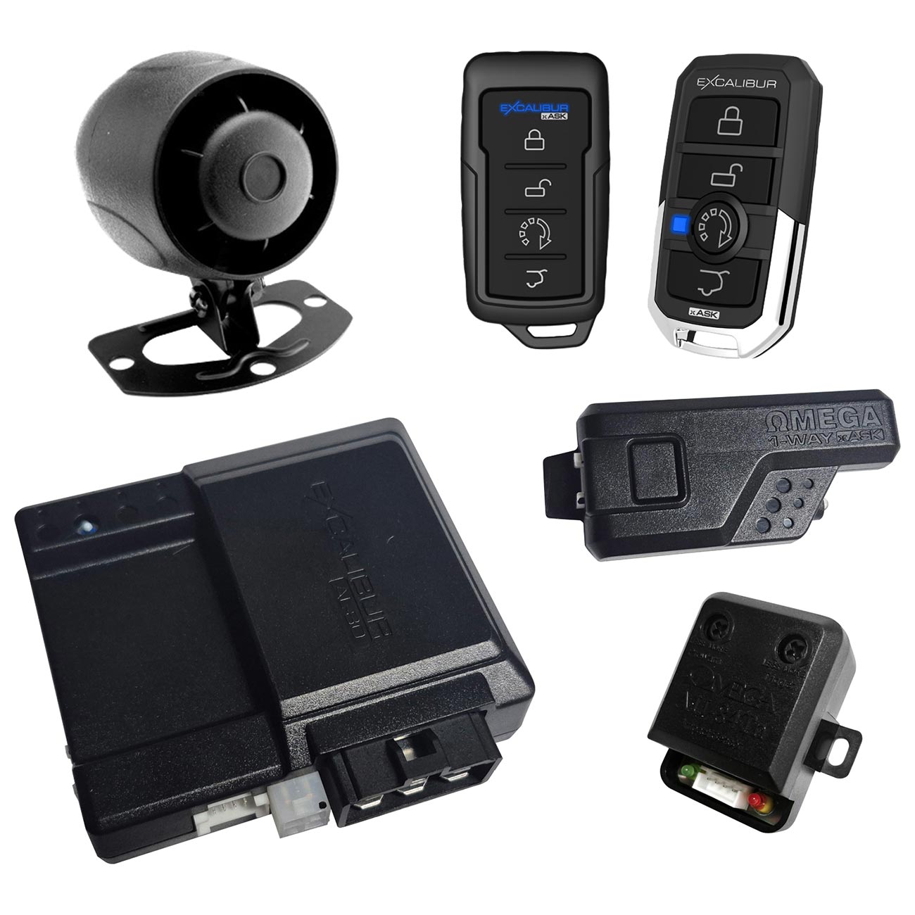 Excalibur 1-Way Car Alarm System with Remote Start – 1500 Foot Range