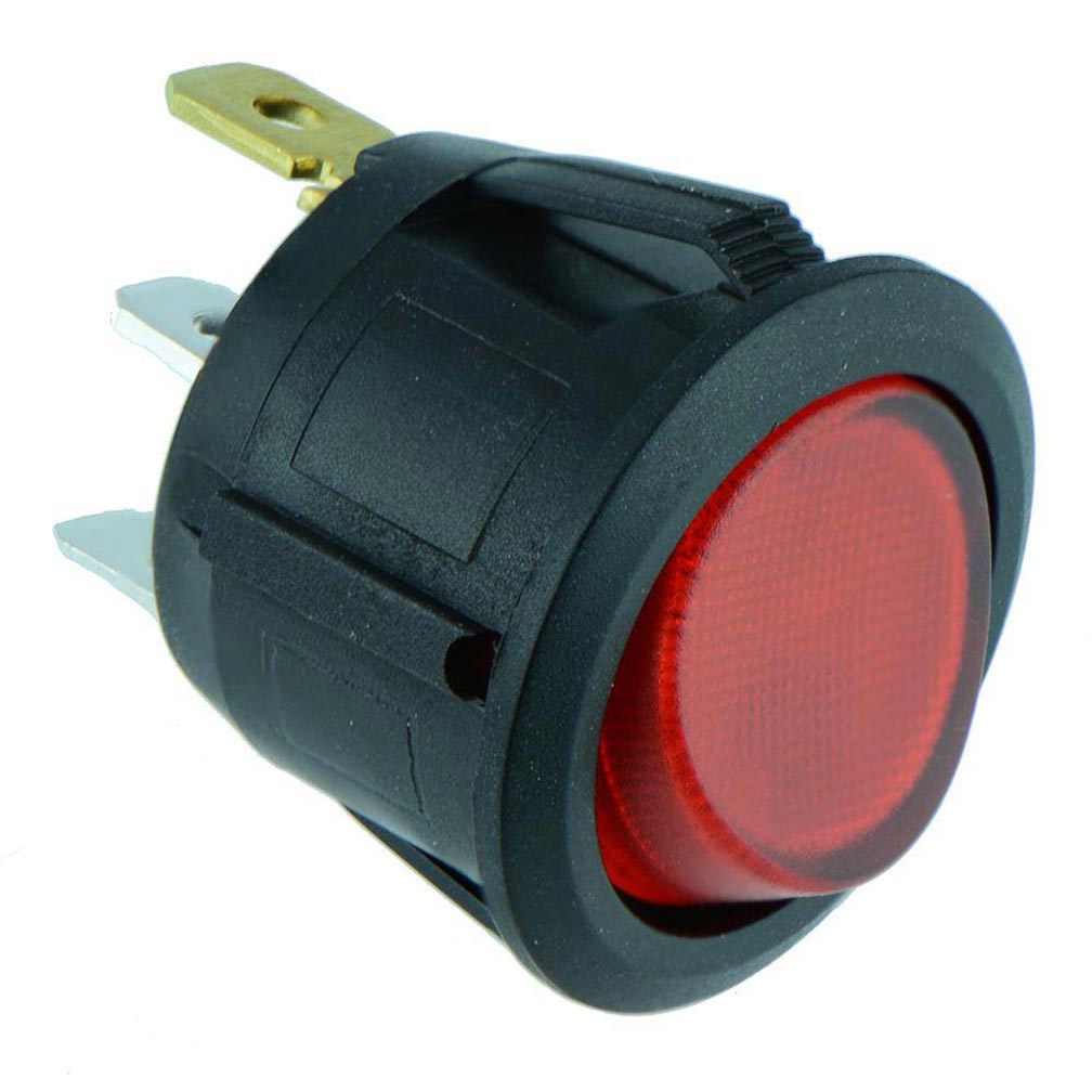 Nippon Round Rocker Switch with Red LED Illumination (10 pack)