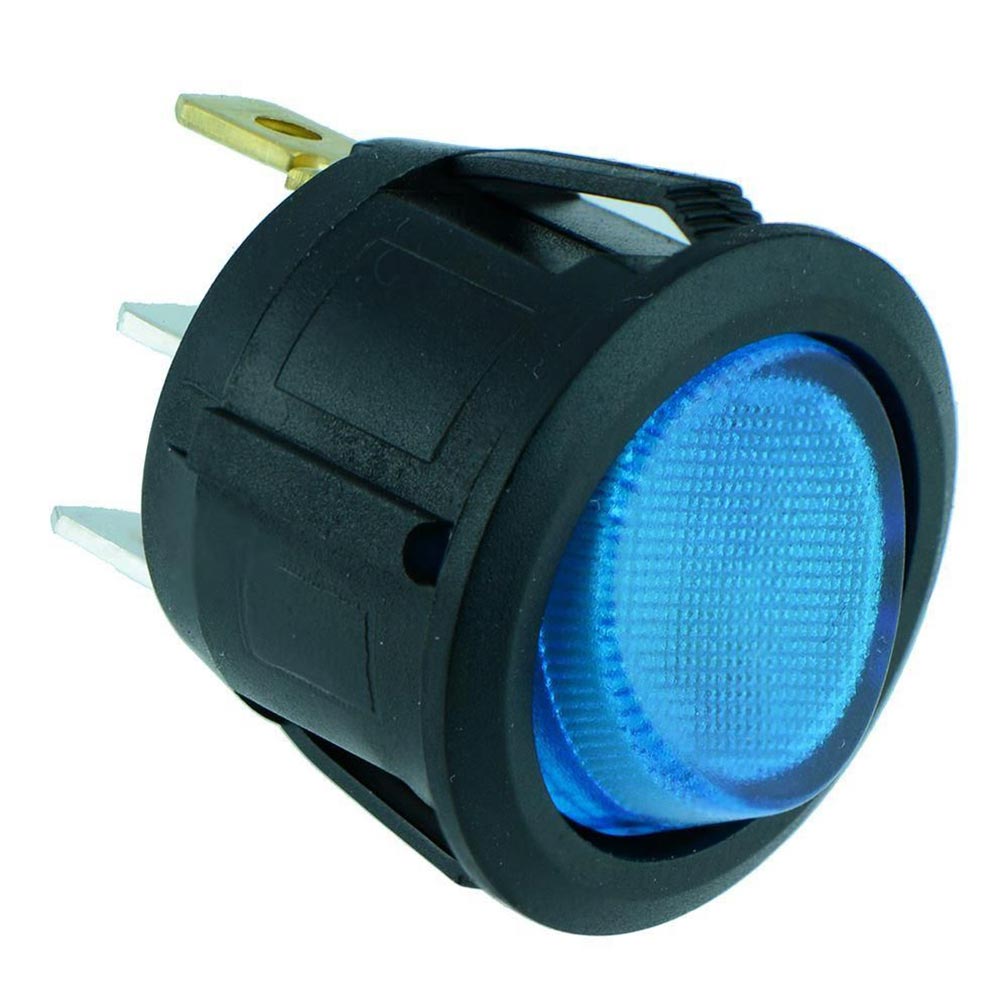 Nippon Round Rocker Switch with Blue LED Illumination (10 pack)
