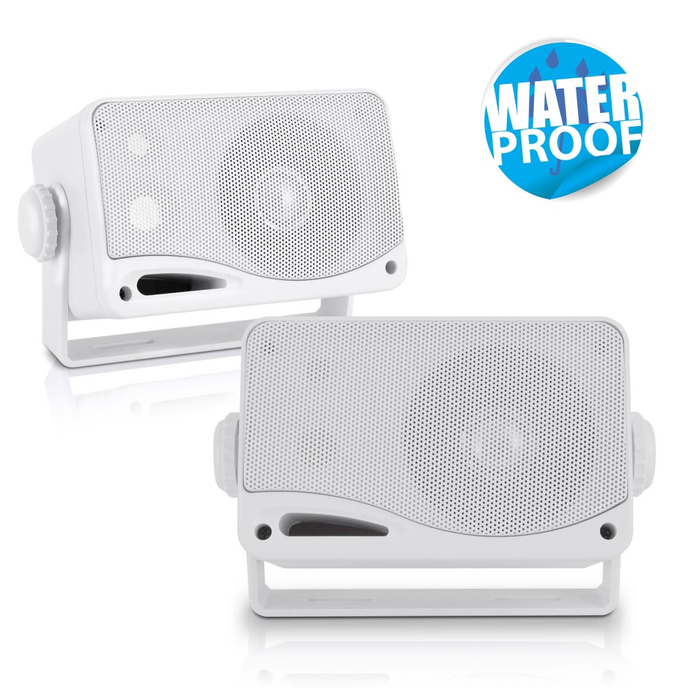 Pyle Marine 3-Way Box Speakers with 3.5” Woofer (White)